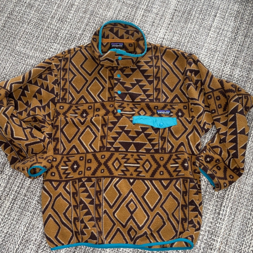 Patagonia Synchilla® Snap-T® Pullover Montana Siete Bear Brown Aztec tribal (A)